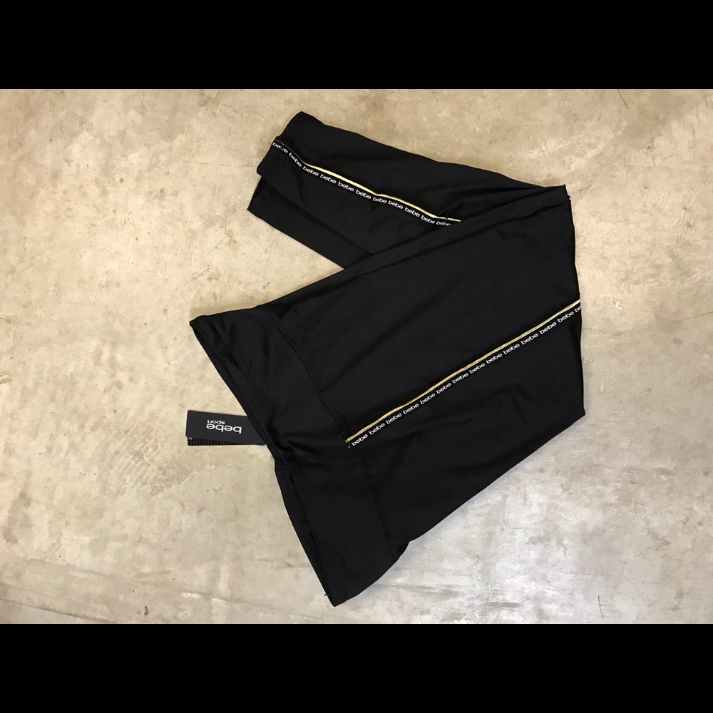 NWT Plus Size BeBe Side Striped Black Legging